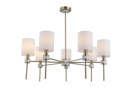 Люстра 15726/7 TJ+WTG латунь/белый абажур 7x40W E14 d840 h720, STR24